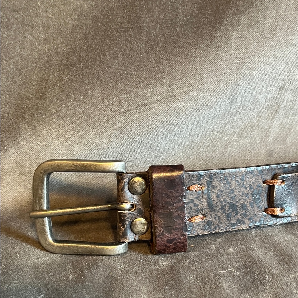 Vintage Leather Belt with Brass Buckle
